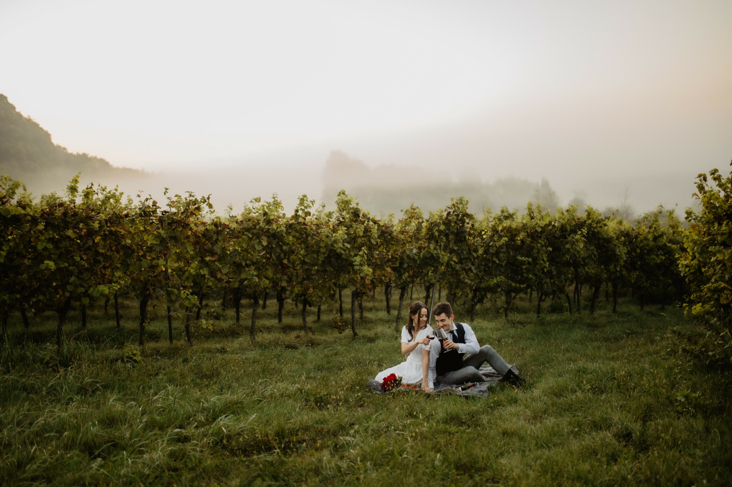 Sesja ślubna w winnicy w Krakowie o wschodzie słońca